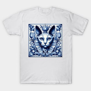 Delft Tile With Sphinx Cat No.5 T-Shirt